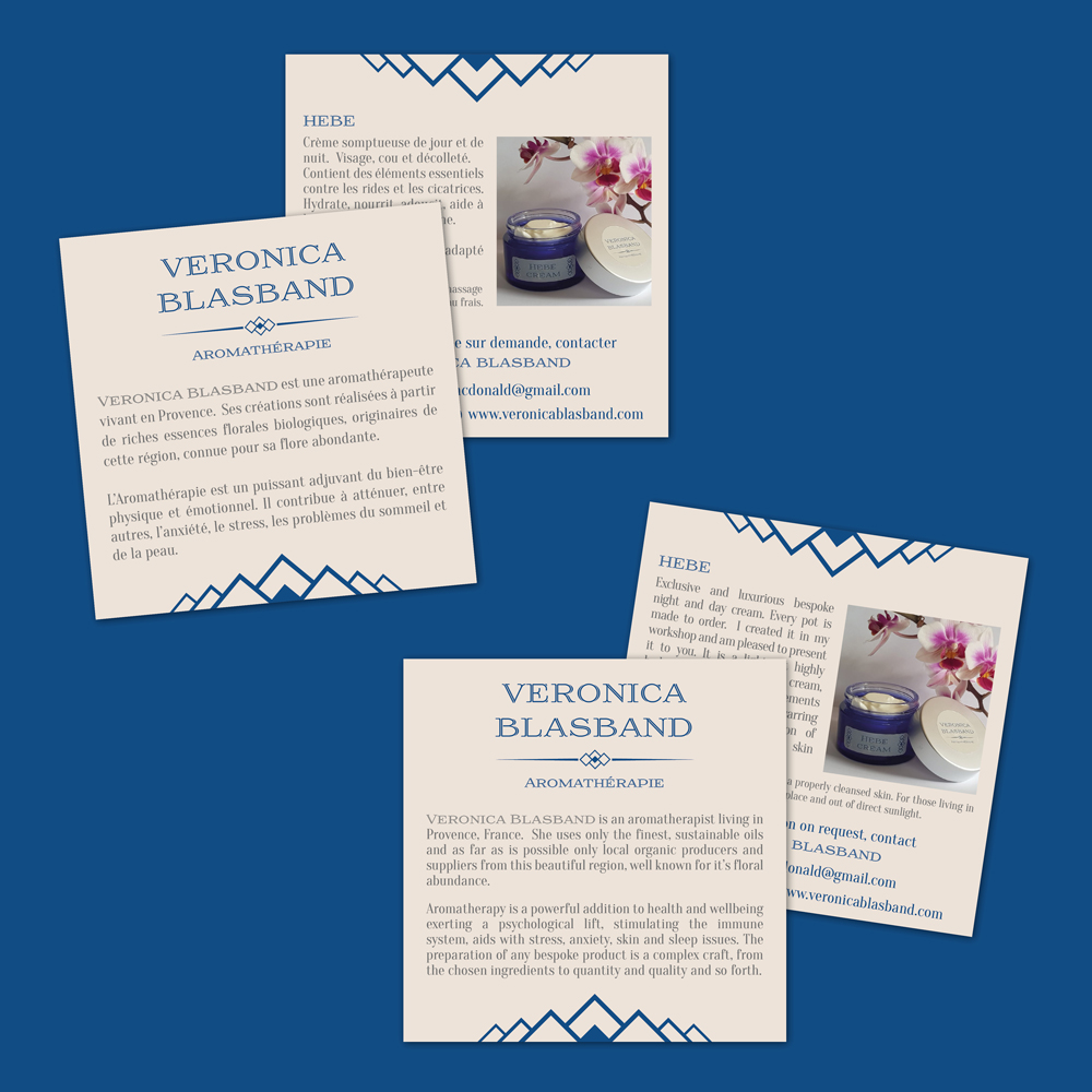 Flyer Hebe pour Veronica Blasband Aromathérapie