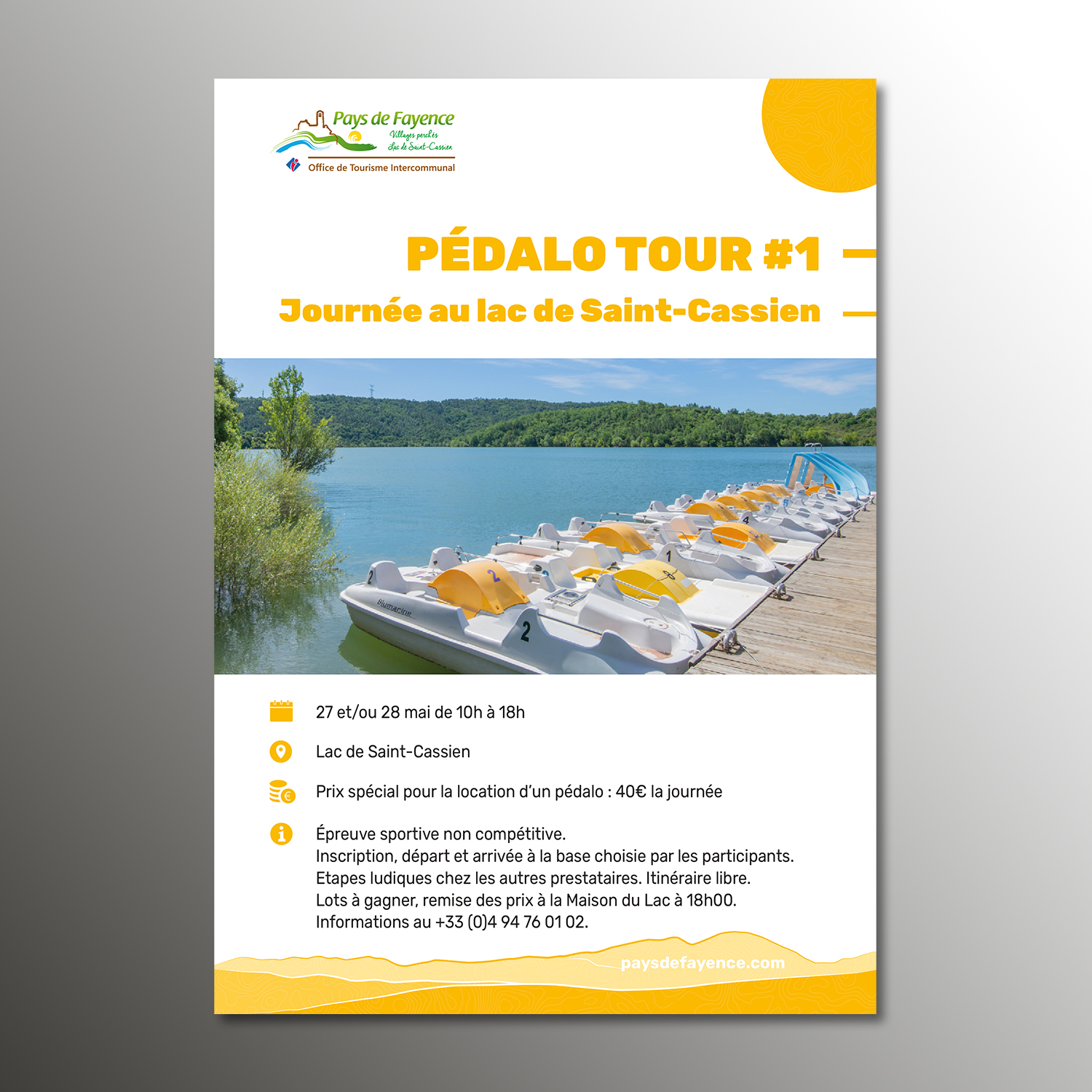 Affiche pour le pédalo tour pour l'Office de Tourisme Intercommunal du Pays de Fayence