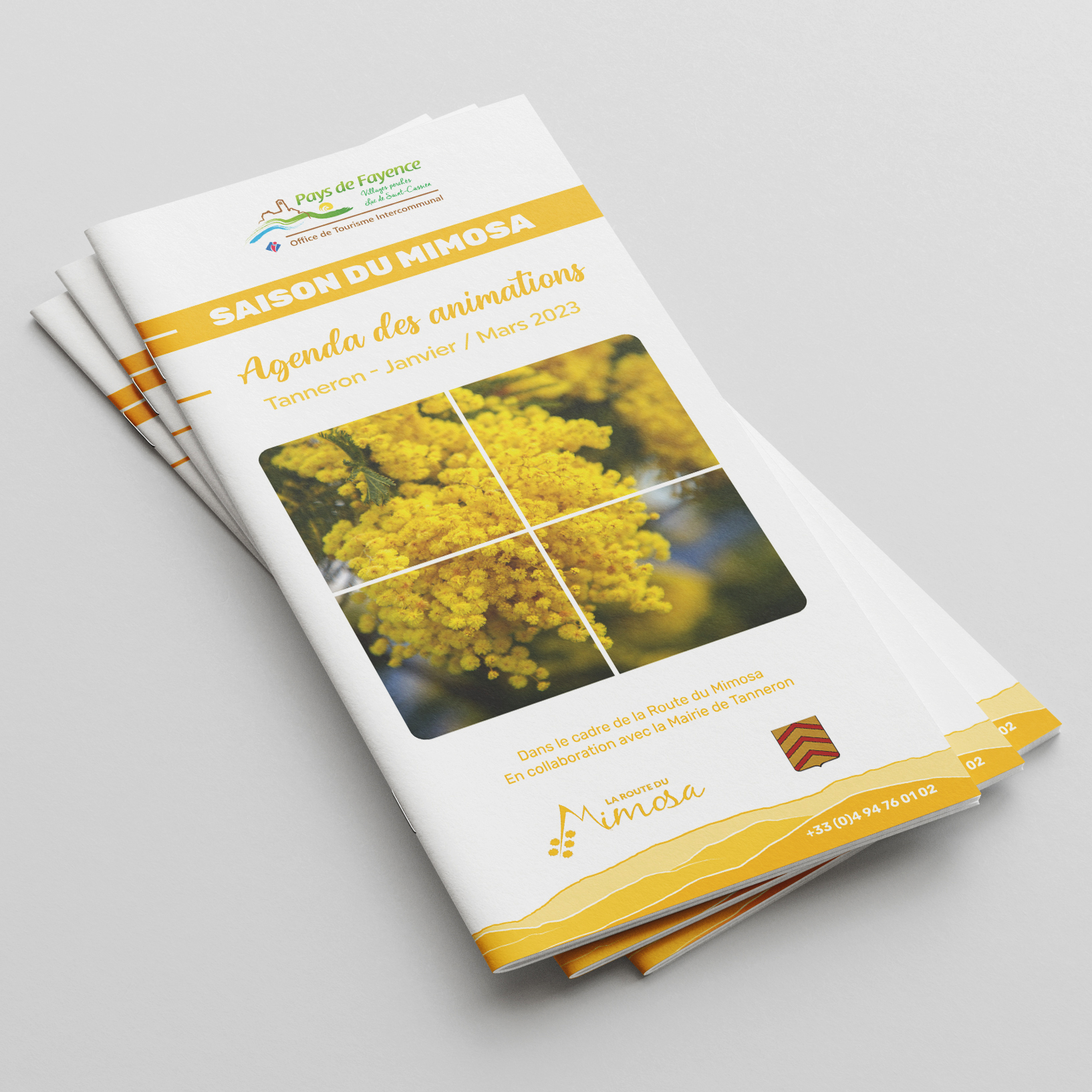 Brochure Animations Mimosa 2023 pour l'Office de Tourisme Intercommunal du Pays de Fayence