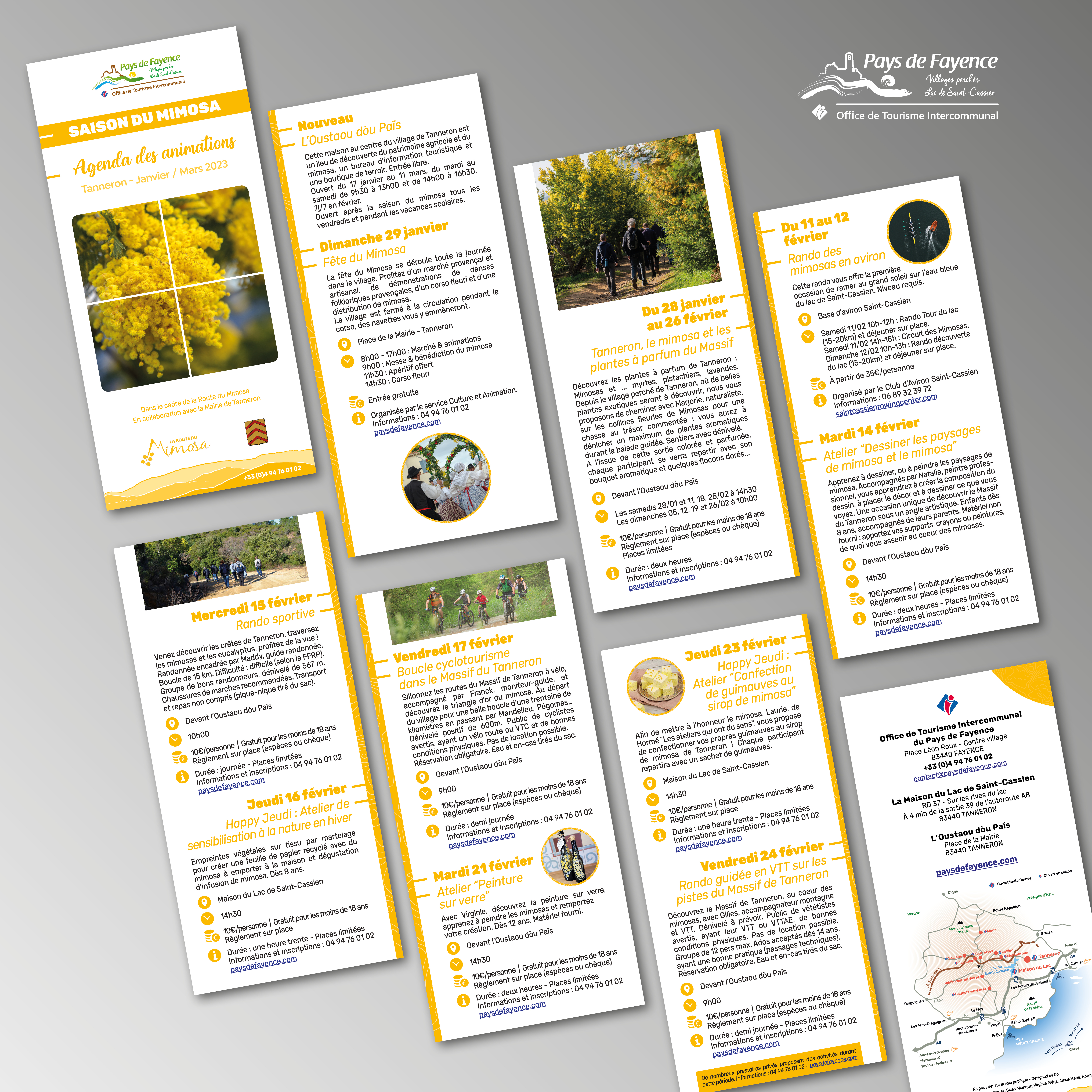Brochure Animations Mimosa 2023 pour l'Office de Tourisme Intercommunal du Pays de Fayence