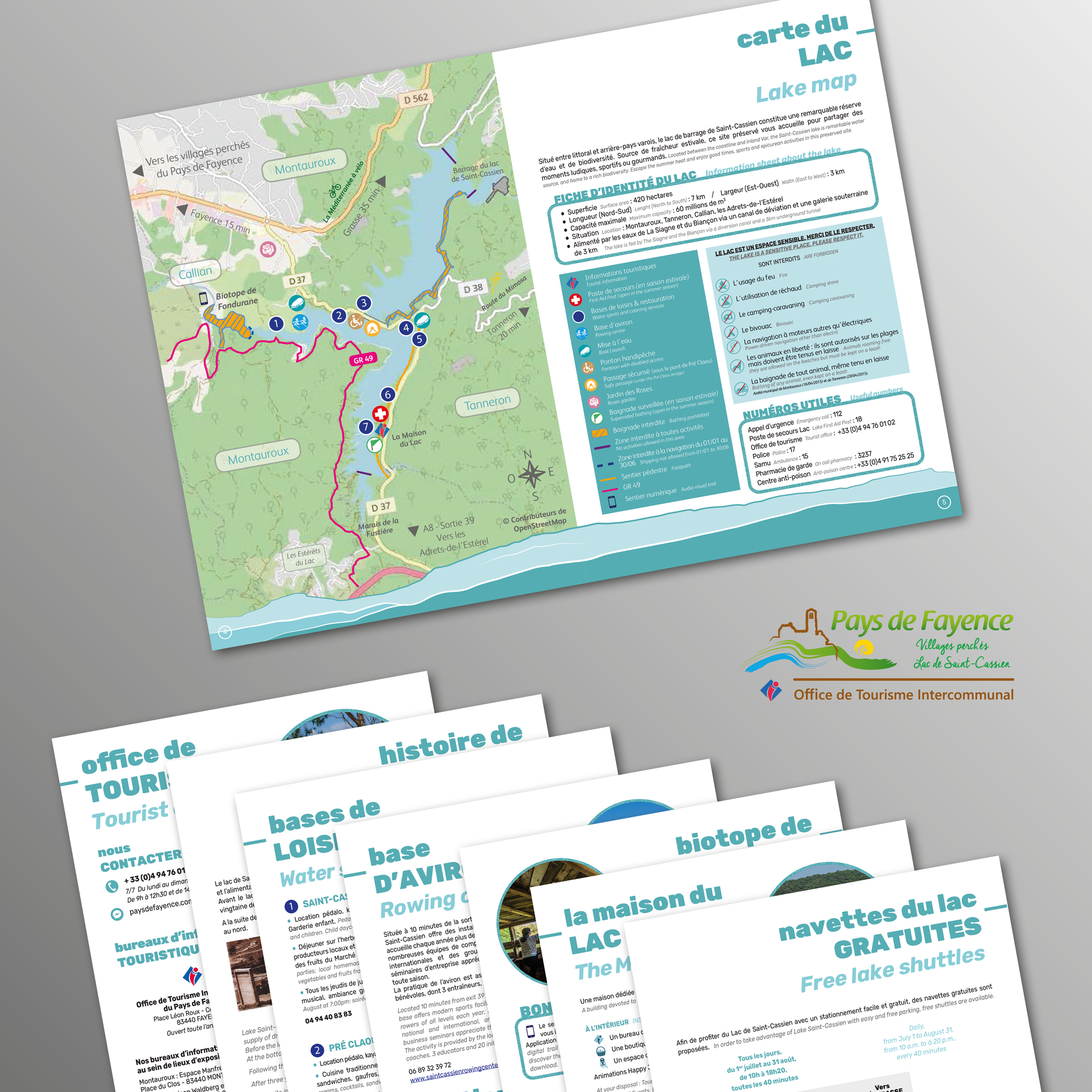 Brochure Au lac de Saint-Cassien pour l'Office de Tourisme Intercommunal du Pays de Fayence
